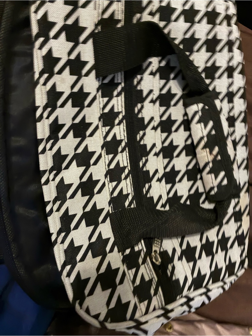 Black & White Houndstooth Travel Duffel Bag - Unbranded